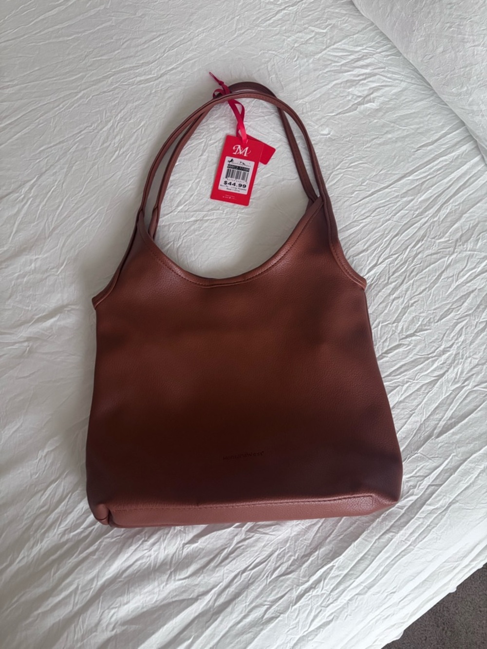 Montana West Pebble-Texture Shoulder Bag in Chestnut Brown
